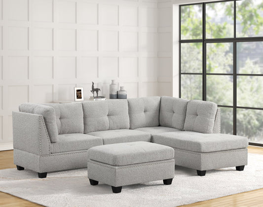 Sienna Boucle Gray Fabric Sectional