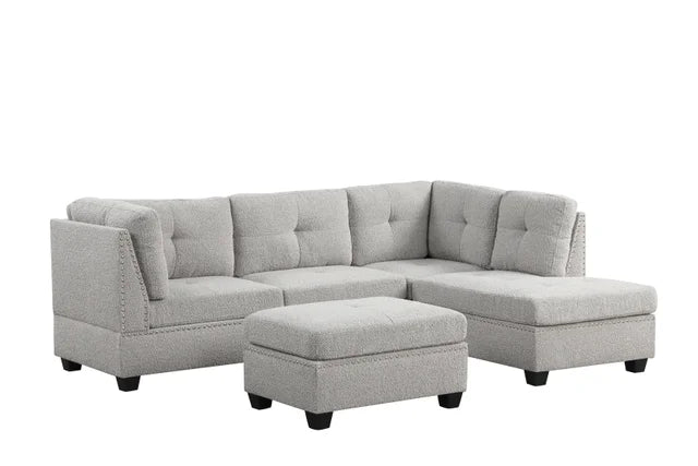Sienna Boucle Gray Fabric Sectional