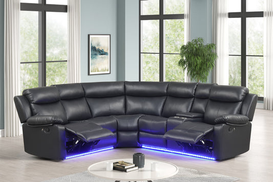Super Black Reclining Sectional