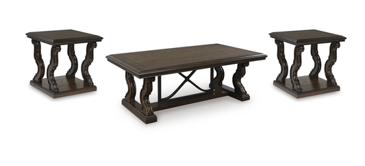 T647 Dark Brown Occasional Table Set