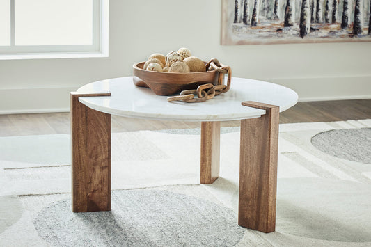 T652-8 White & Brown Cocktail Table