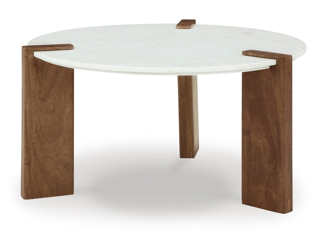 T652-8 White & Brown Cocktail Table