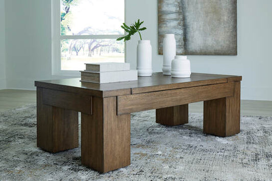 T763-9 Warm Brown Lift Top Cocktail Table