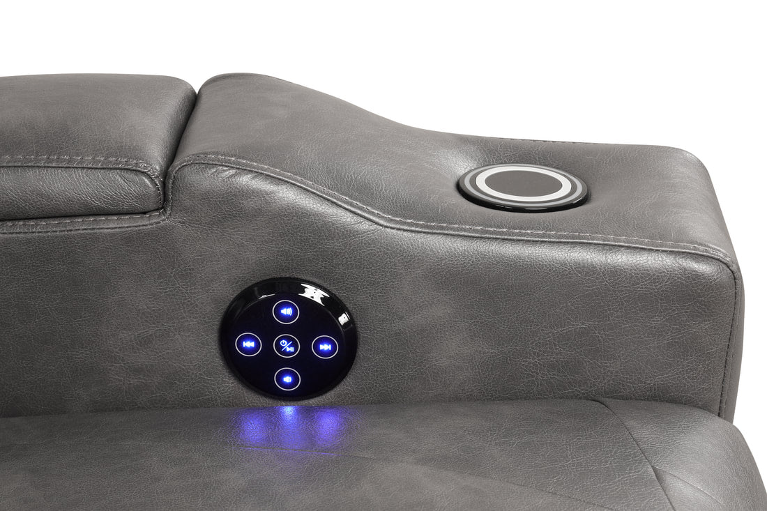 TOPGUN2 Dark Gray - Power Recliner (Bluetooth Speaker + Led Light)