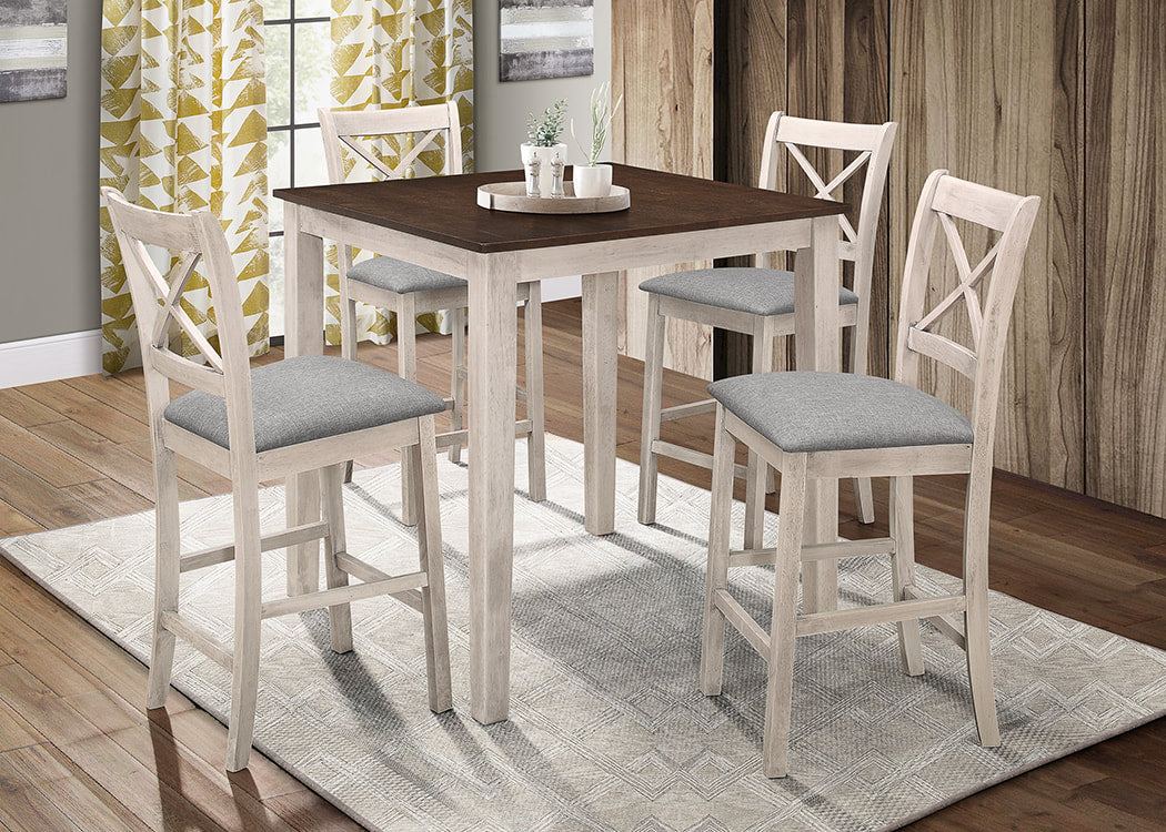 Tahoe - Antique White - Pub 5pcse Dining Set