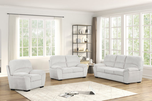 Tiffany20 White 2PC or 3PC Sofa & Loveseat Set