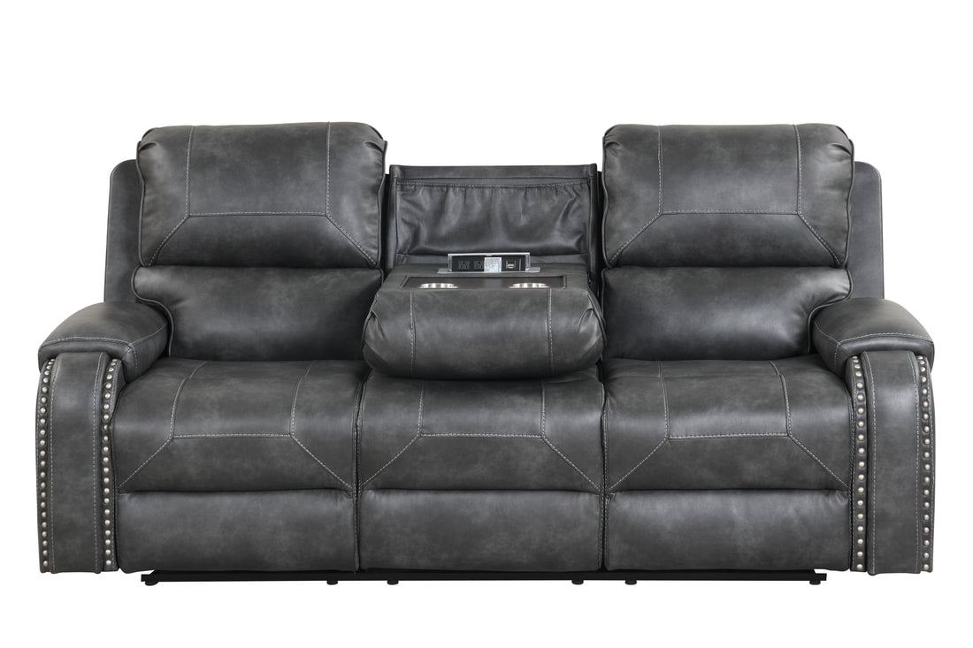 3pcs Titan Charcoal Leather Gel Oversized Reclining Set