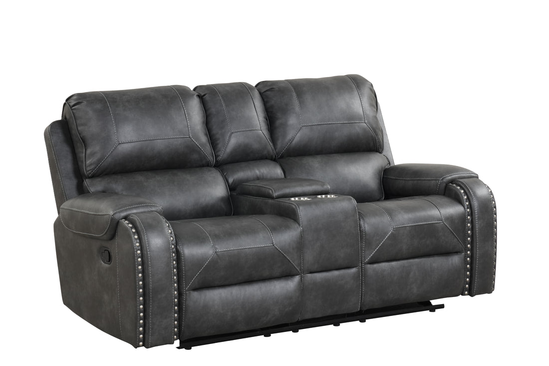 3pcs Titan Charcoal Leather Gel Oversized Reclining Set