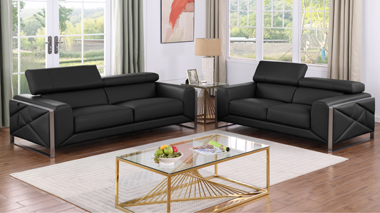 MI-989 Giorgio (Black) - Leather Sofa