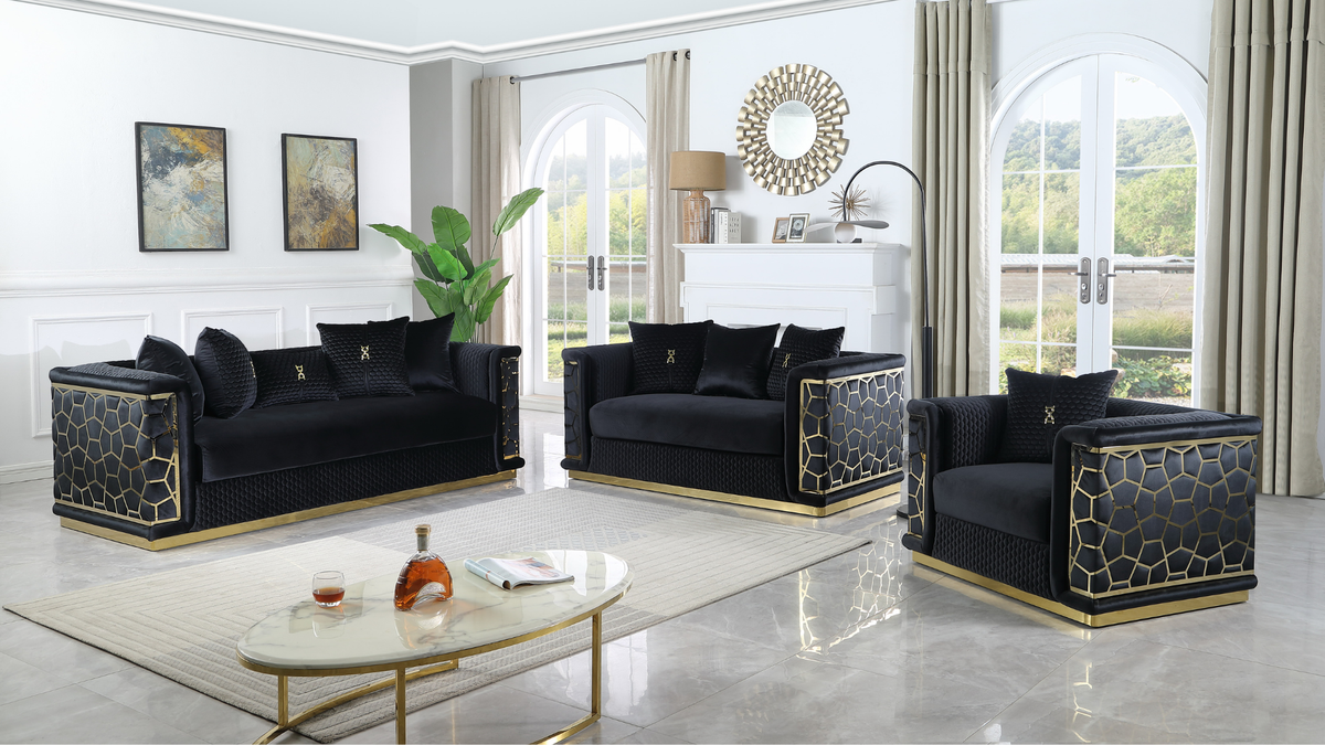 S1015 Stella (Black) - Sofa & Loveseat