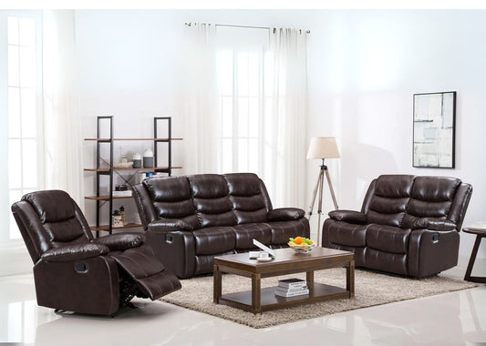 3pcs Miami Brown Reclining Sofa Set