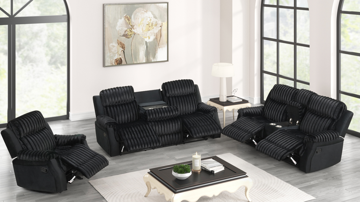 S4230 Willow (Black) - 3pcs Reclining Set