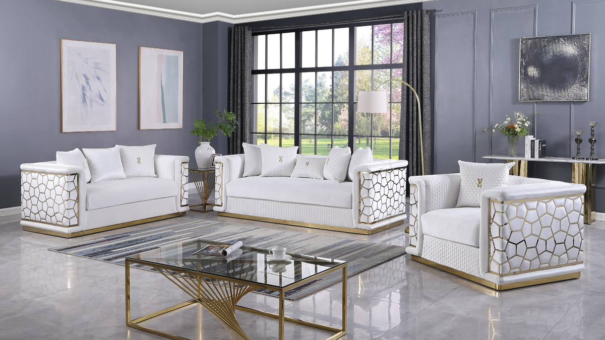S1015 Stella (White) - Sofa & Loveseat