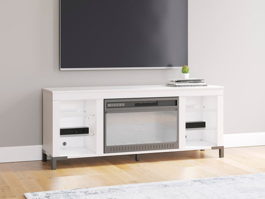 W2722-168 - White TV Stand with Fireplace 59"L (LED Lights)