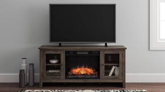 W275-68 - Gray  TV Stand With Fireplace