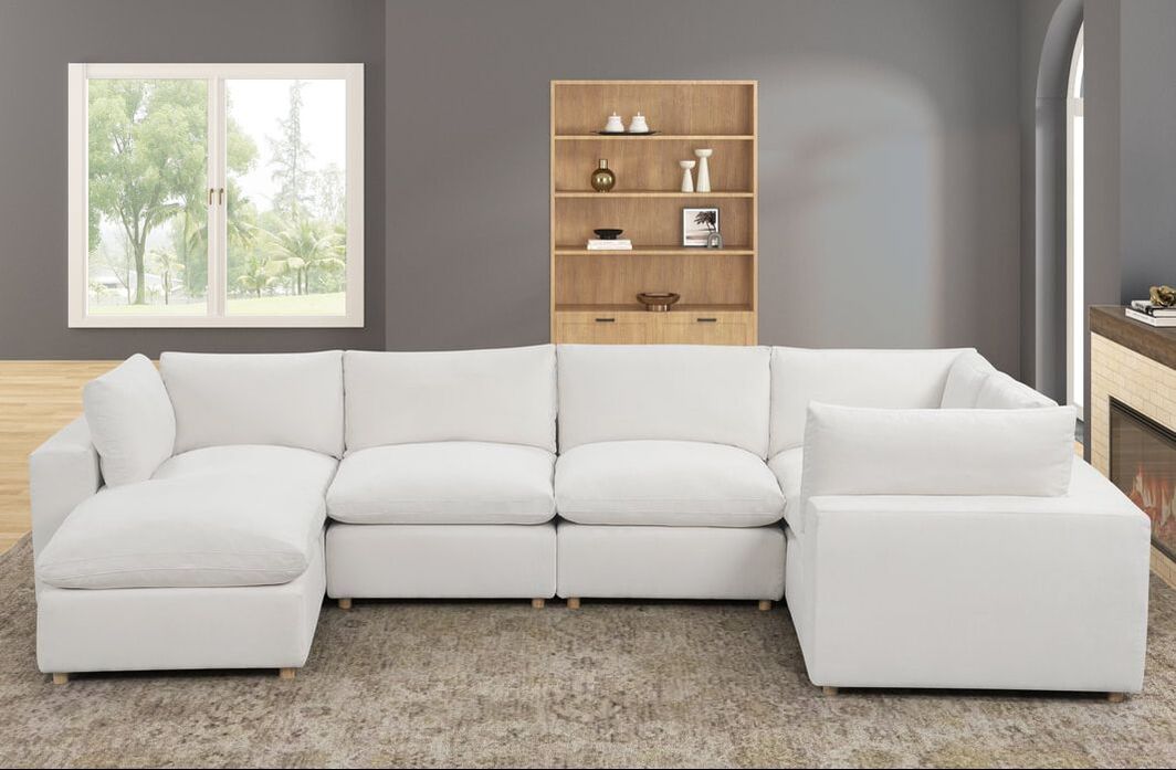 XLCLOUD BEIGE2 Sectional + Ottoman Set