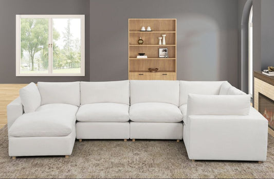 XLCLOUD BEIGE2 Sectional + Ottoman Set
