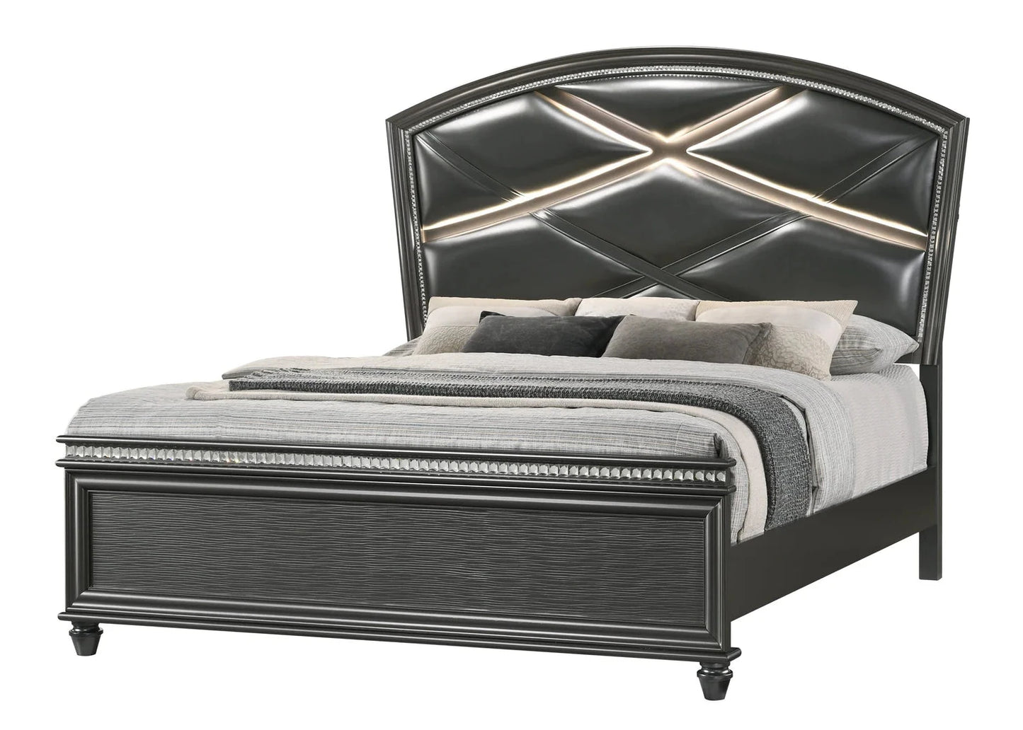 5pcs Adira Grey LED Bedroom Set