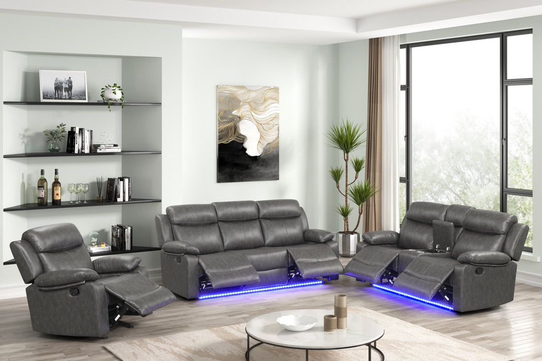 3PC Aiden Gray Reclining Set