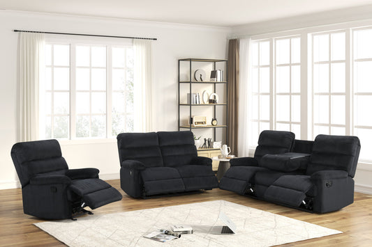 3pcs Albert Black Reclining Sofa Set