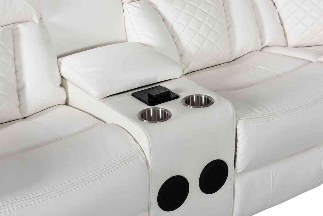 Alexa2023 White Leather Power Reclining Sectional