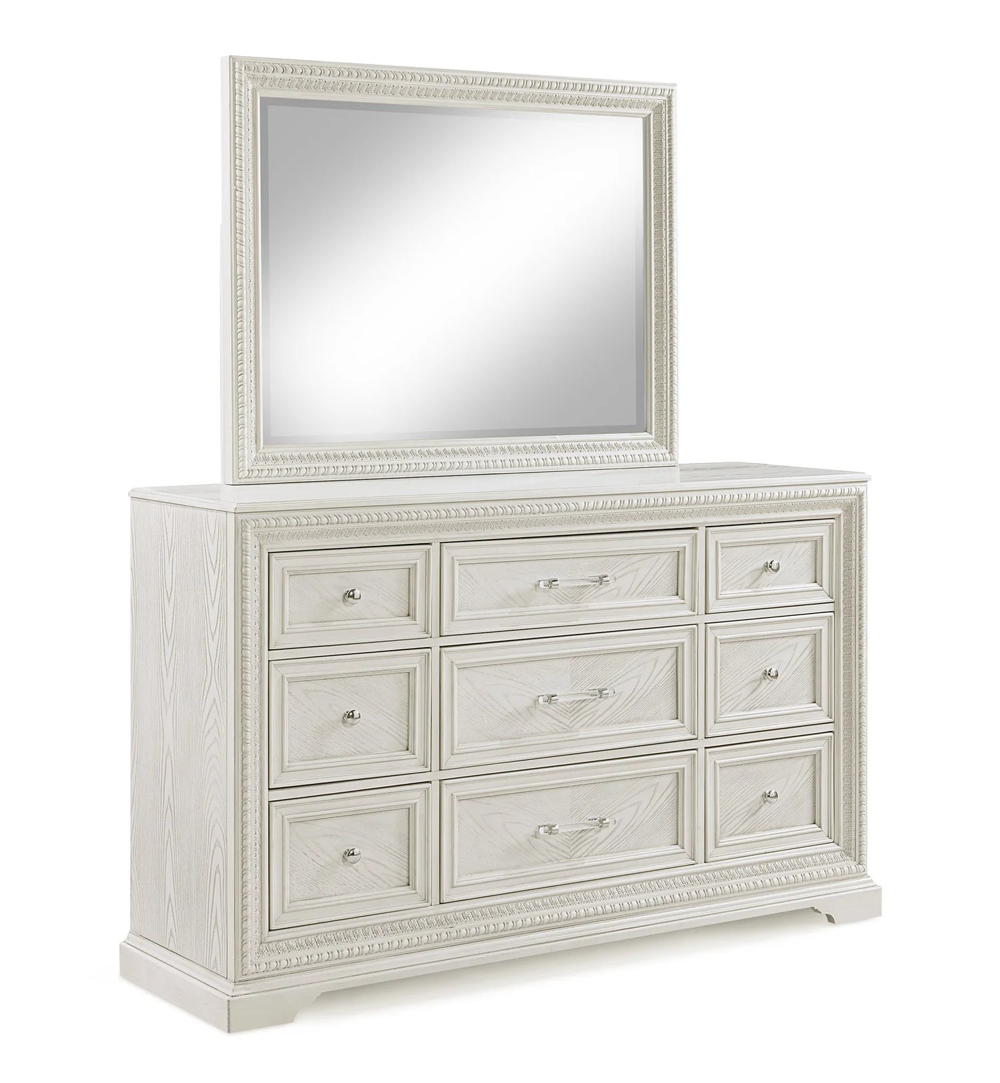 5pcs Alexandria White Wood Finish Bedroom Set