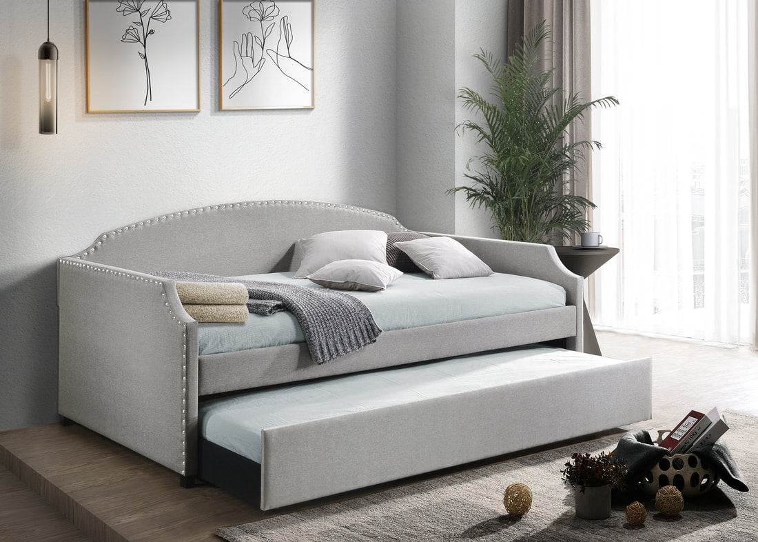 Amanda Grey Linen Daybed with Trundle