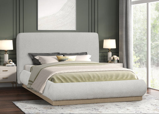 Annie Beige Fabric Platform Bed