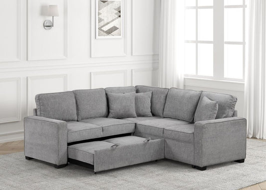 Ariel Grey Sectional With Pull-Out Bed