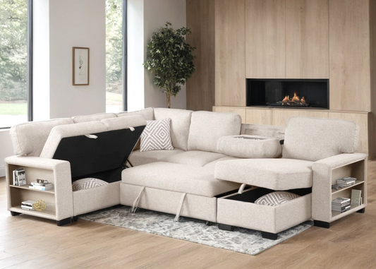 Atlantic Beige Sectional With Pull-Out Bed