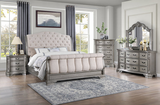 5pcs or 4pcs B1010 Antique Silver Bedroom Set