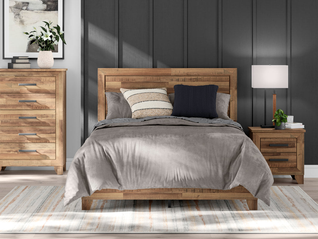 5pcs Ashley B4802 Warm Brown Wood Finish Bedroom Set