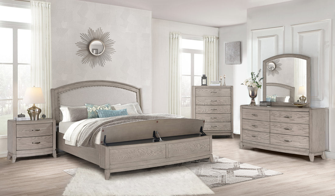 5pcs B8000 Light Grey Bedroom Set