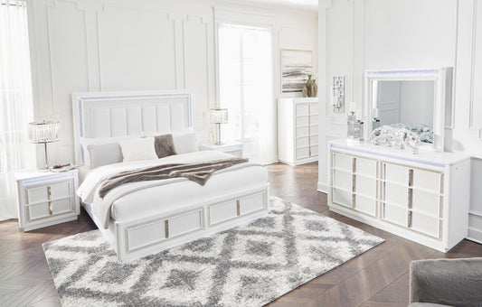 5pcs Ashley B822 White LED Bedroom Set
