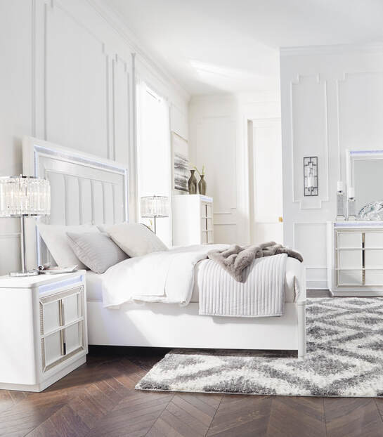 5pcs Ashley B822 White LED Bedroom Set