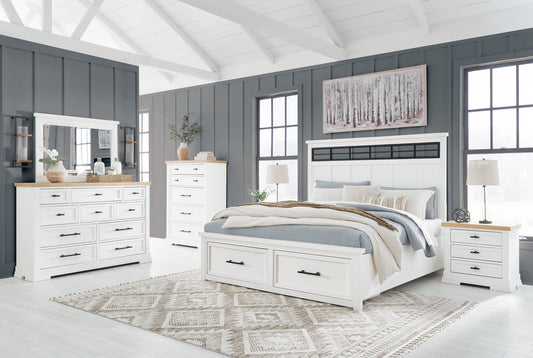 5pcs B844 White Wood Finish Bedroom Set