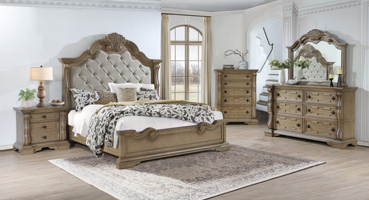5pcs B9010 Light Brown Wood Bedroom Set