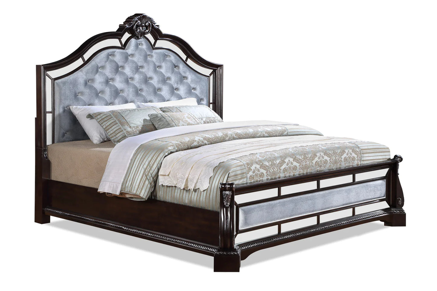 5pcs Dark Brown Solid Wood Bedroom Set