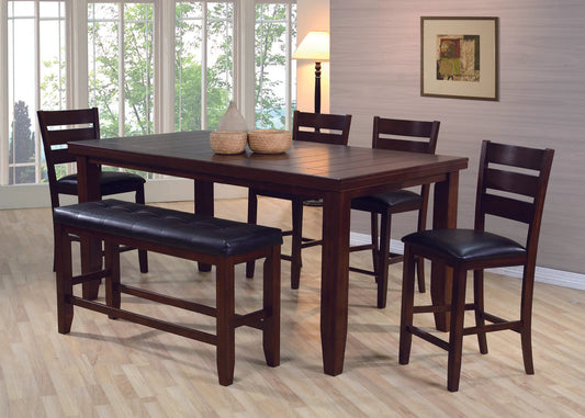 6pcs Bardstown Cherry Brown Counter Dining Room Set
