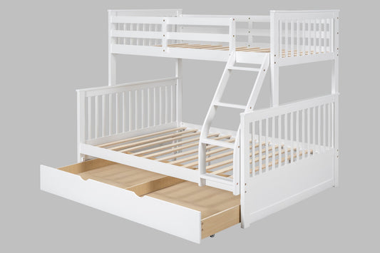 BB21 White Twin/Full Bunk Bed w/Twin Trundle
