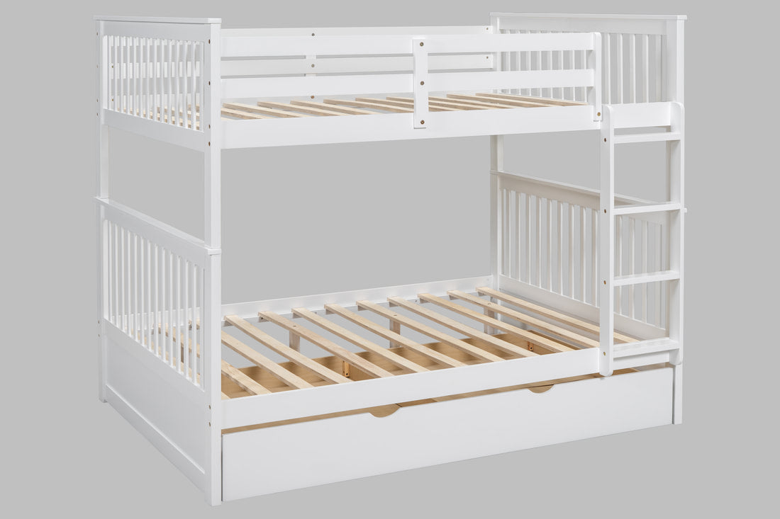 BB41 Twin/Twin Bunk Bed w/Twin Trundle + 3 Drawers White