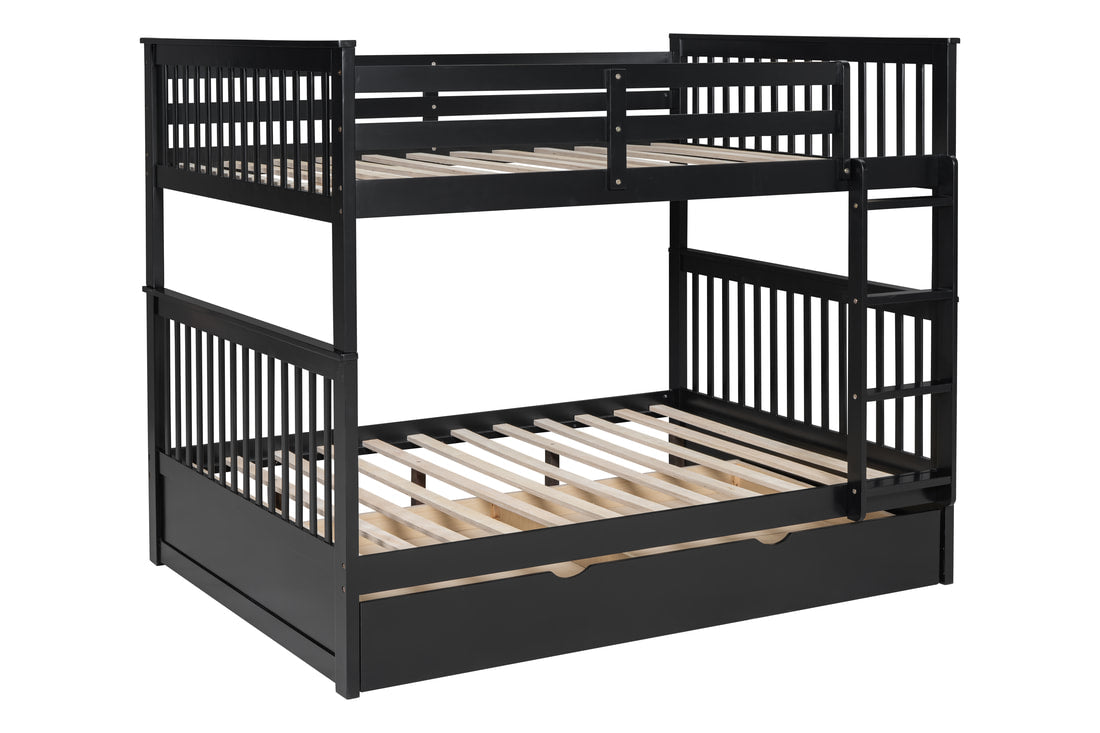 BB32 Black Full/Full Bunk Bed w/Twin Trundle