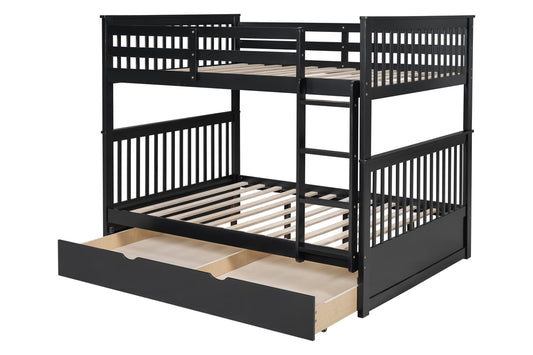 BB32 Black Full/Full Bunk Bed w/Twin Trundle