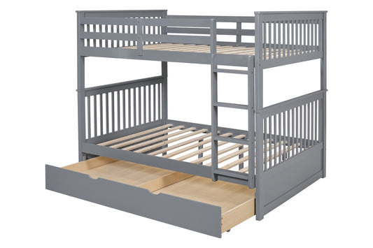 BB33 Grey Full/Full Bunk Bed w/Twin Trundle