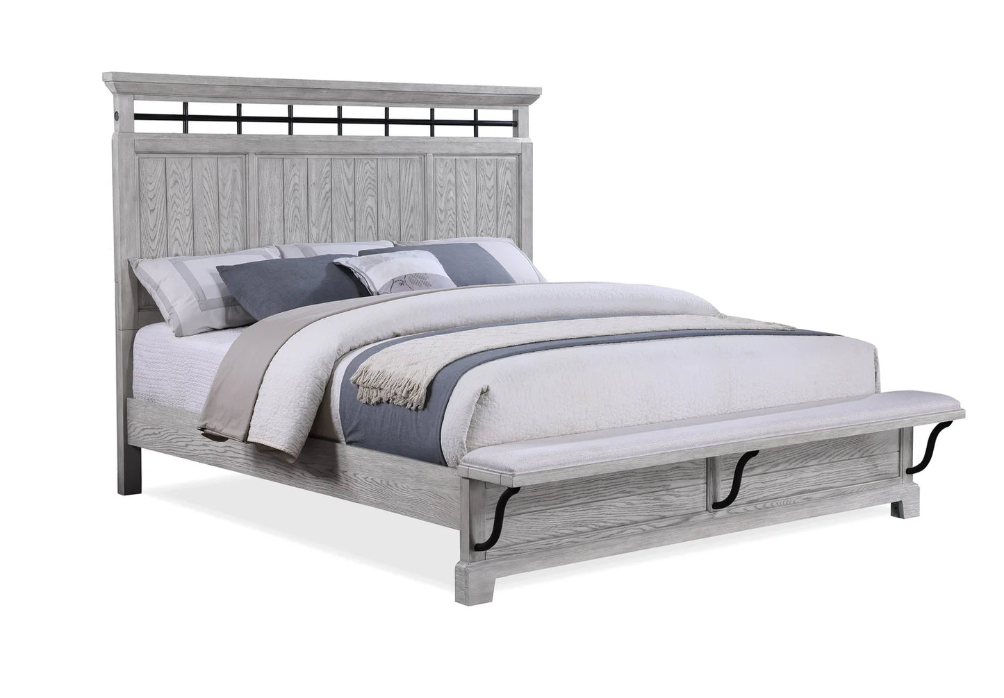 5pcs Beckett Grey Wood Finish Bedroom Set