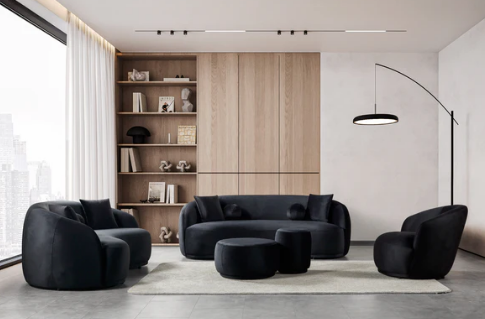 Bonita Black Velvet Sofa 91