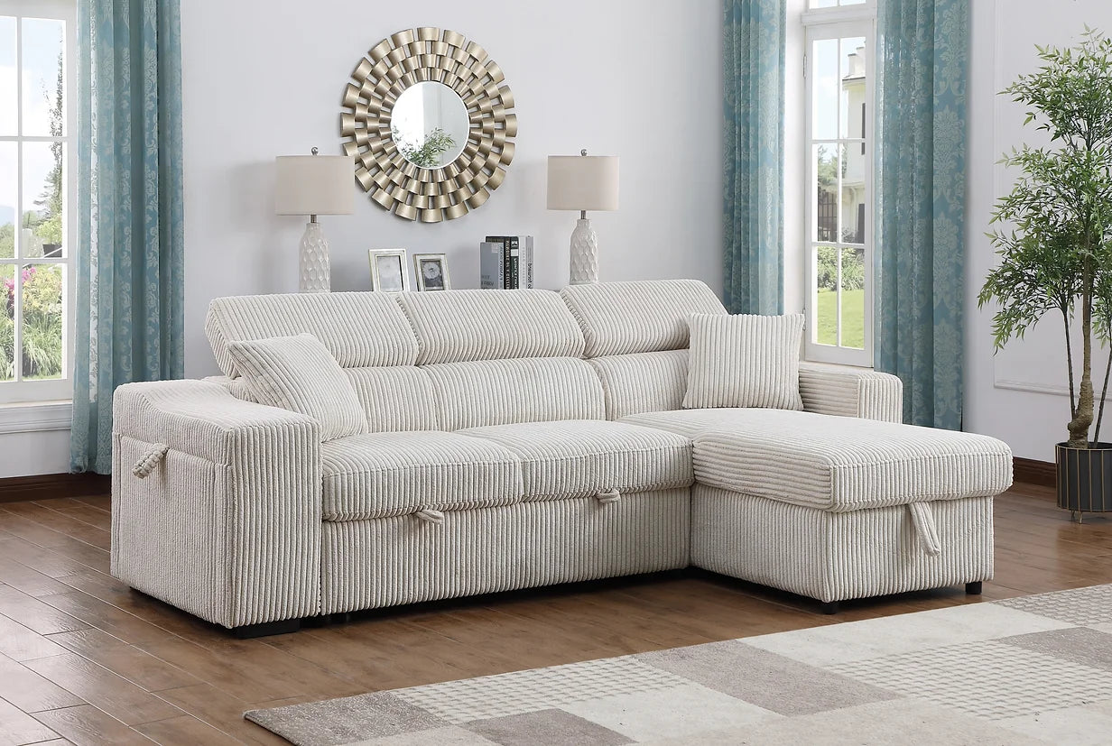 Bonaterra Beige Corduroy Reversible Sectional