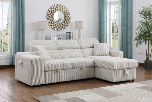 Bonaterra Beige Corduroy Reversible Sectional