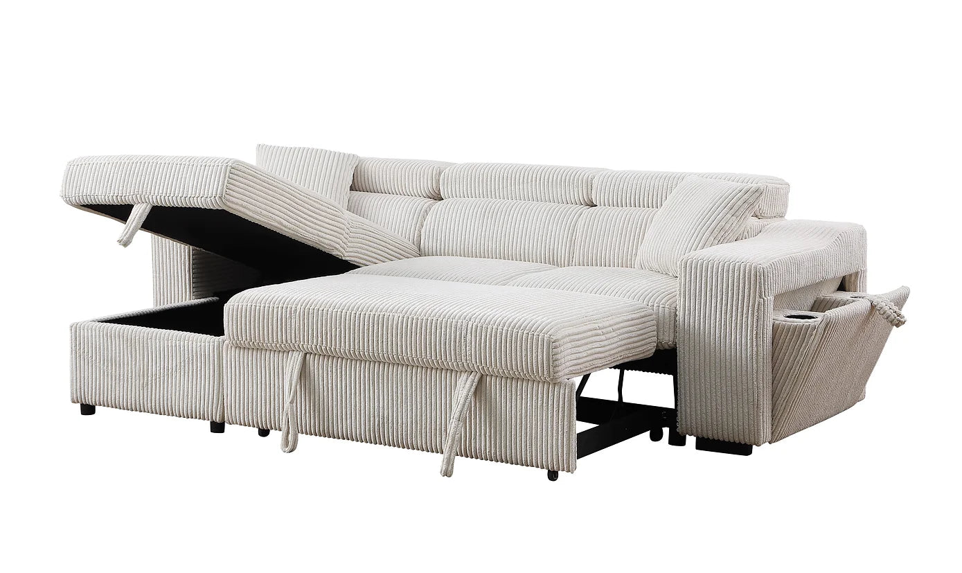 Bonaterra Beige Corduroy Reversible Sectional