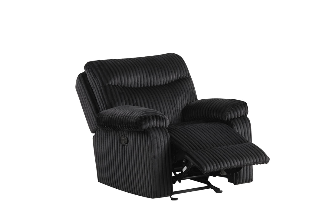 3pcs Bravo Black Fabric Reclining Set